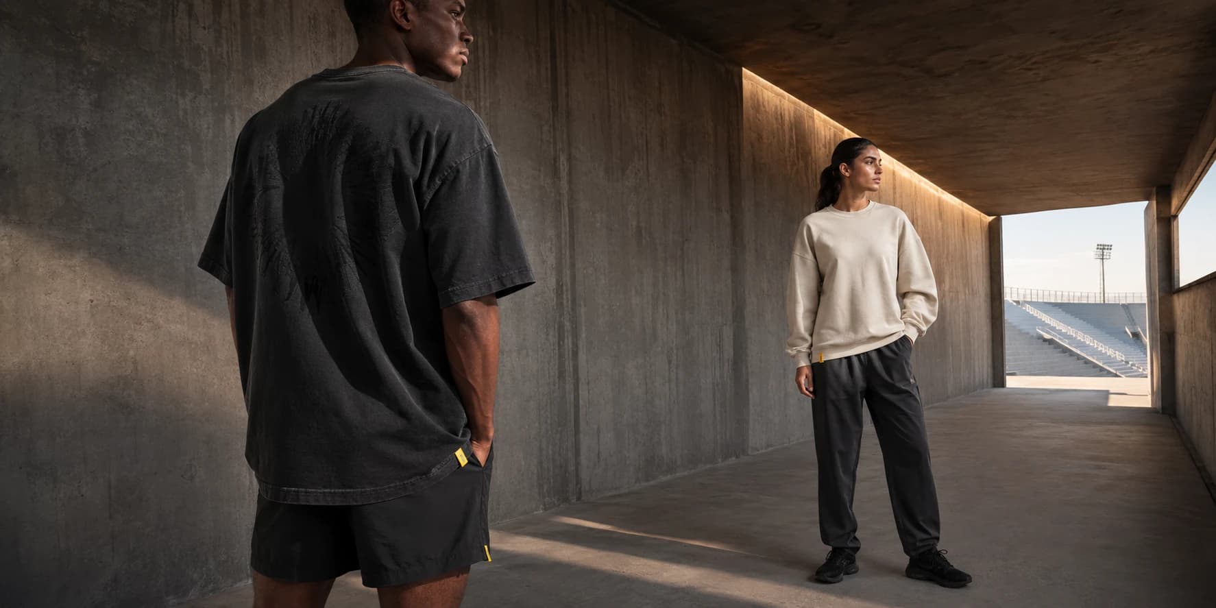 Race the Sun apparel concepts in black, bone, and solar yellow