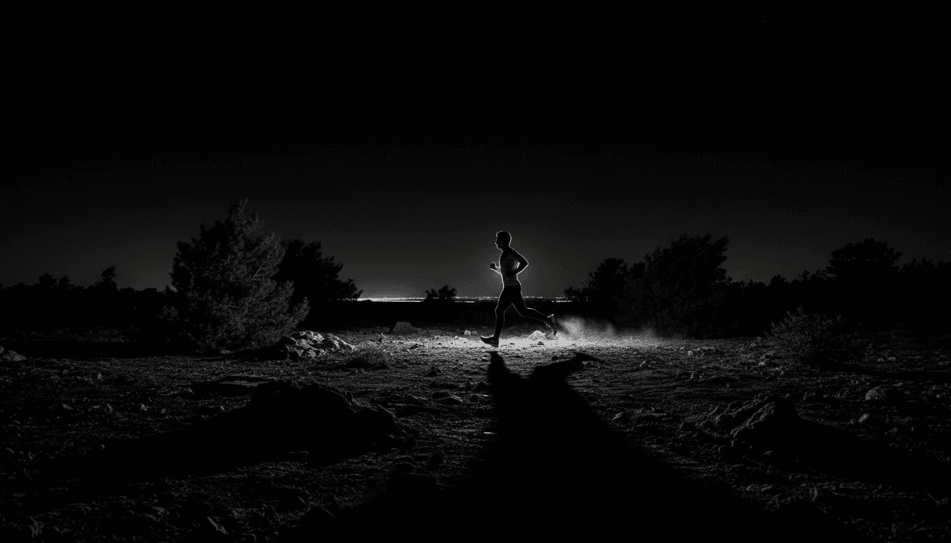 A runner on a mountain trail